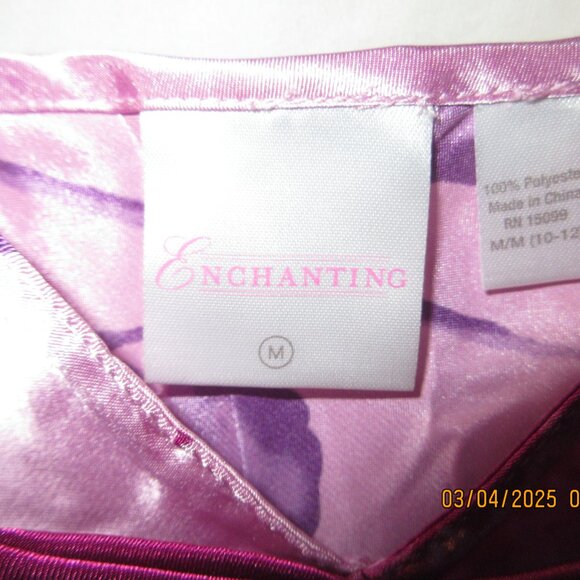 NOS~ENCHANTING SIZE MEDIUM FLORAL 100% POLYESTER (SILK LOOK) BABY DOLL NIGHTGOWN - Picture 4 of 10